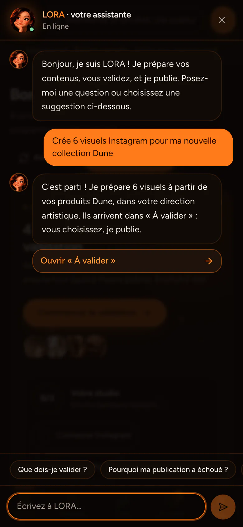 Conversation avec LORA sur mobile